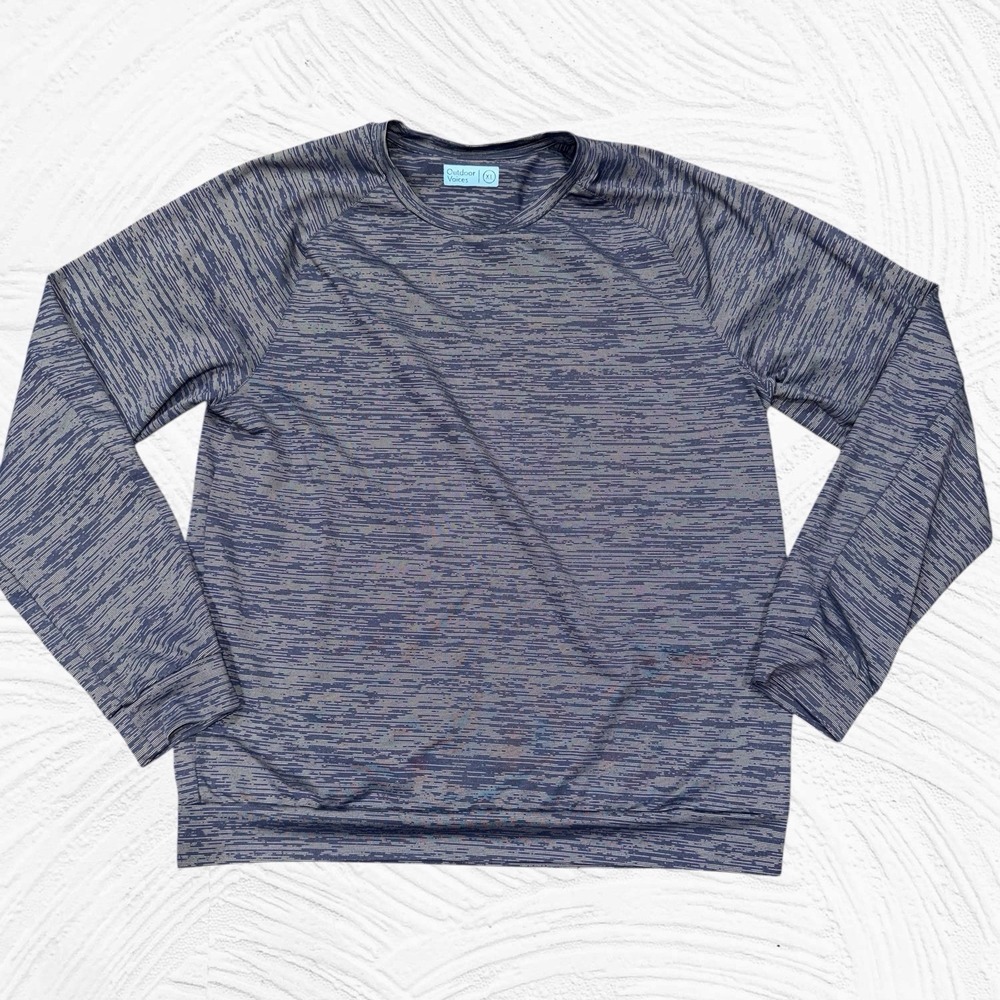 Outdoor Voices Nylon Stretch Crew Men's L Blue Long Sleeve Activewear Pullover